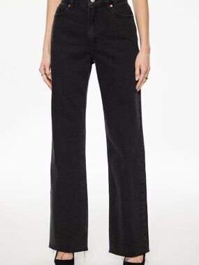 Dynamite Heidi High Rise Wide Leg Jeans, Black, Size 24